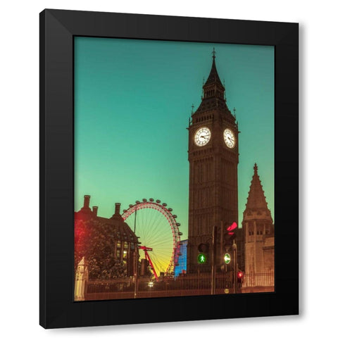 View of Big Ben from street, London, UK, FTBR-1905 Black Modern Wood Framed Art Print with Double Matting by Frank, Assaf