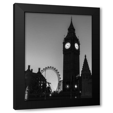 View of Big Ben from street, London, UK Black Modern Wood Framed Art Print with Double Matting by Frank, Assaf