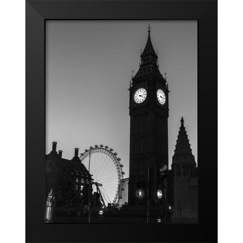 View of Big Ben from street, London, UK Black Modern Wood Framed Art Print by Frank, Assaf