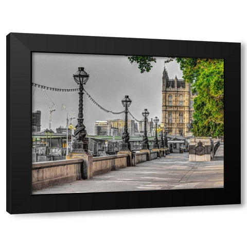 Thames promenade, London, UK Black Modern Wood Framed Art Print with Double Matting by Frank, Assaf
