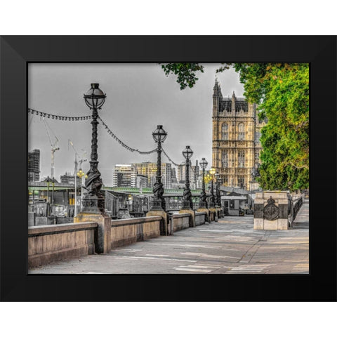 Thames promenade, London, UK Black Modern Wood Framed Art Print by Frank, Assaf