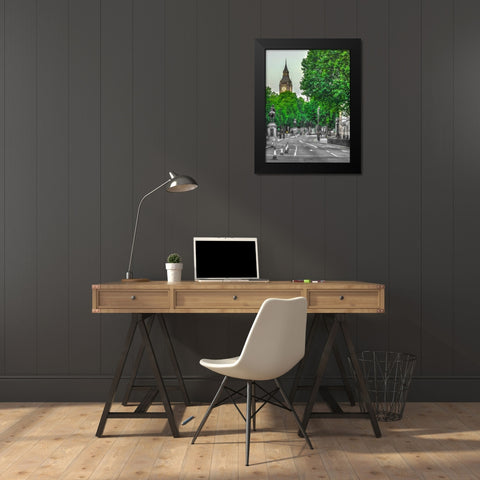 Big Ben from city street, London Black Modern Wood Framed Art Print by Frank, Assaf