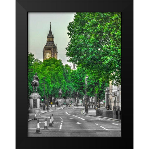 Big Ben from city street, London Black Modern Wood Framed Art Print by Frank, Assaf