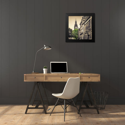View of Big Ben from Trafalgar Square, London, UK Black Modern Wood Framed Art Print by Frank, Assaf