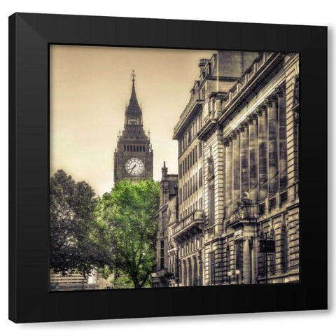 View of Big Ben from Trafalgar Square, London, UK Black Modern Wood Framed Art Print with Double Matting by Frank, Assaf
