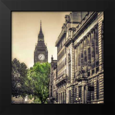 View of Big Ben from Trafalgar Square, London, UK Black Modern Wood Framed Art Print by Frank, Assaf
