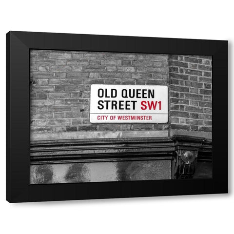 Old Queen street signboard, London, UK Black Modern Wood Framed Art Print with Double Matting by Frank, Assaf