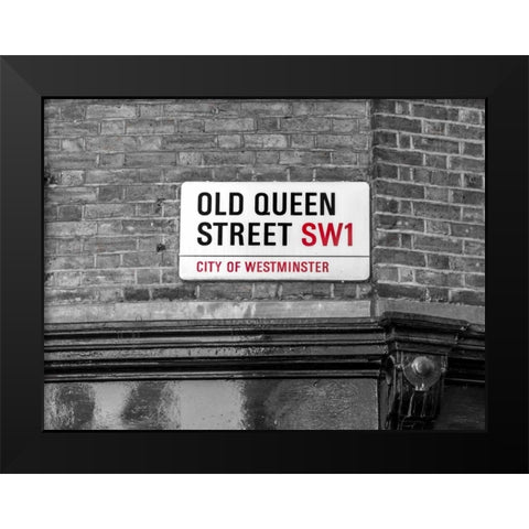 Old Queen street signboard, London, UK Black Modern Wood Framed Art Print by Frank, Assaf