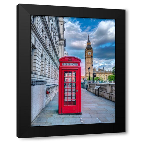 Telephone booth with Big Ben, London, UK Black Modern Wood Framed Art Print with Double Matting by Frank, Assaf
