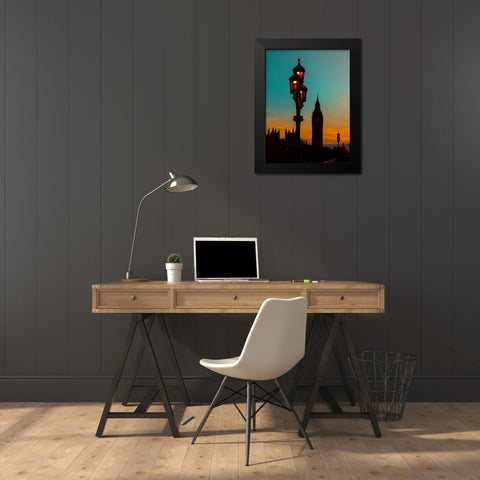 Street lamp with Big Ben, London, UK Black Modern Wood Framed Art Print by Frank, Assaf