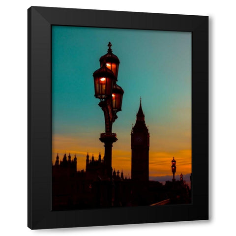 Street lamp with Big Ben, London, UK Black Modern Wood Framed Art Print by Frank, Assaf