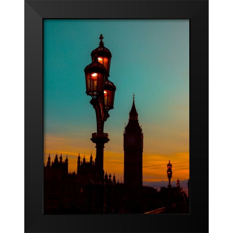 Street lamp with Big Ben, London, UK Black Modern Wood Framed Art Print by Frank, Assaf