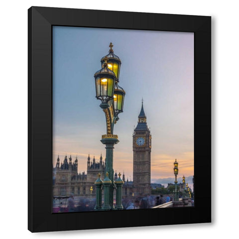 Street lamp with Big Ben, London, UK, FTBR-1919 Black Modern Wood Framed Art Print with Double Matting by Frank, Assaf