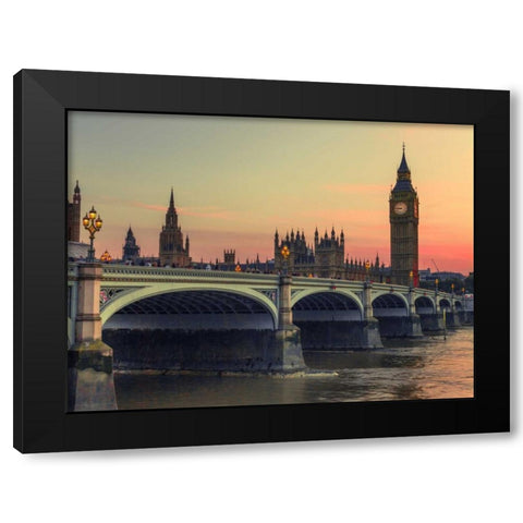 Westminster bridge and Big Ben, London, UK Black Modern Wood Framed Art Print with Double Matting by Frank, Assaf
