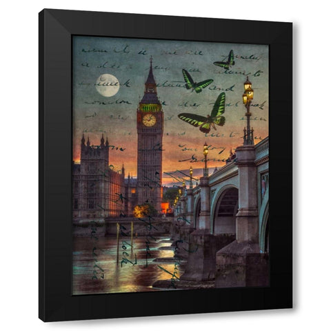 Westminster bridge and Big Ben from Thames promenade, London, UK Black Modern Wood Framed Art Print with Double Matting by Frank, Assaf