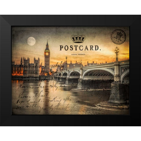 Westminster bridge and Big Ben from Thames promenade, London, UK Black Modern Wood Framed Art Print by Frank, Assaf