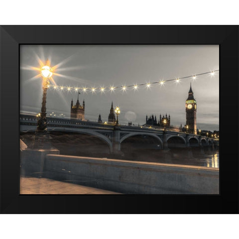 Westminster bridge and Big Ben from Thames promenade, London, UK Black Modern Wood Framed Art Print by Frank, Assaf