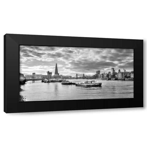 River Thames and London skyline Black Modern Wood Framed Art Print with Double Matting by Frank, Assaf