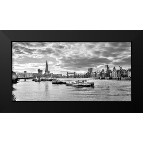 River Thames and London skyline Black Modern Wood Framed Art Print by Frank, Assaf