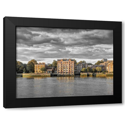London skyline over river Thames, UK Black Modern Wood Framed Art Print with Double Matting by Frank, Assaf