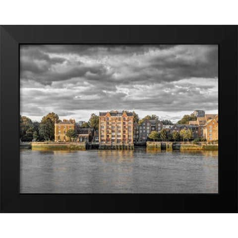 London skyline over river Thames, UK Black Modern Wood Framed Art Print by Frank, Assaf