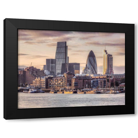 London skyline over river Thames, UK Black Modern Wood Framed Art Print with Double Matting by Frank, Assaf