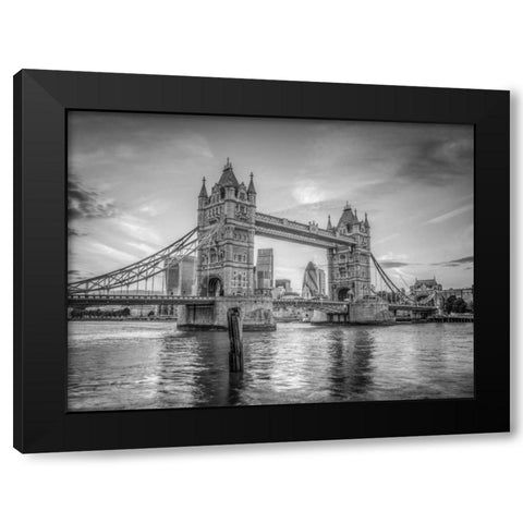 Famous Tower Bridge over River Thames, London, UK Black Modern Wood Framed Art Print with Double Matting by Frank, Assaf