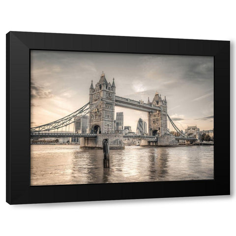 Tower Bridge over River Thames-London Black Modern Wood Framed Art Print with Double Matting by Frank, Assaf