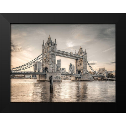 Tower Bridge over River Thames-London Black Modern Wood Framed Art Print by Frank, Assaf