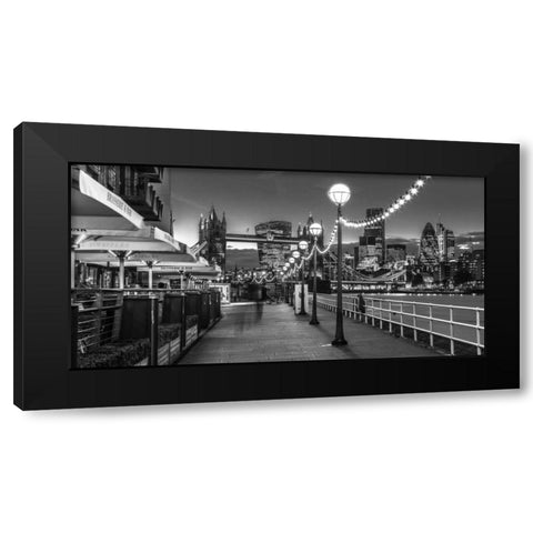 London Riverside Promenade with Tower bridge Black Modern Wood Framed Art Print with Double Matting by Frank, Assaf