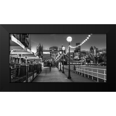 London Riverside Promenade with Tower bridge Black Modern Wood Framed Art Print by Frank, Assaf