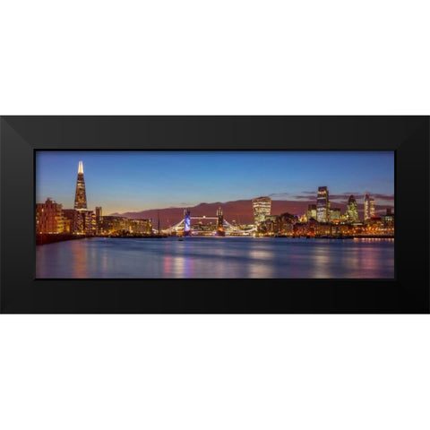 London skyline over river Thames, UK Black Modern Wood Framed Art Print by Frank, Assaf