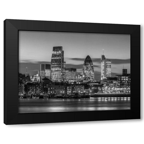 London skyline over river Thames, UK Black Modern Wood Framed Art Print with Double Matting by Frank, Assaf