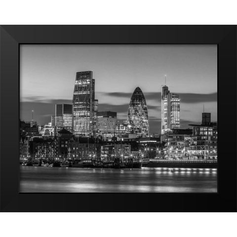 London skyline over river Thames, UK Black Modern Wood Framed Art Print by Frank, Assaf
