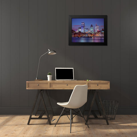 London skyline over river Thames, UK Black Modern Wood Framed Art Print by Frank, Assaf