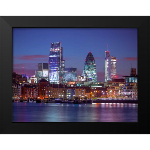 London skyline over river Thames, UK Black Modern Wood Framed Art Print by Frank, Assaf