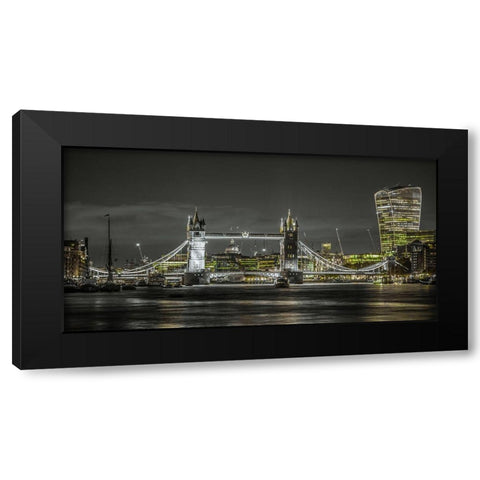 Famous Tower Bridge over River Thames, London, UK, FTBR-1908 Black Modern Wood Framed Art Print with Double Matting by Frank, Assaf