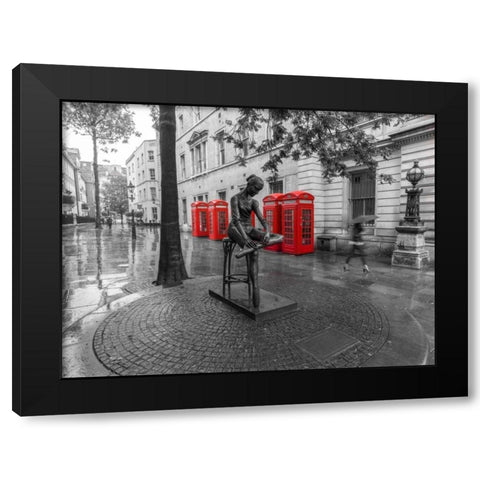 Statue on London city street Black Modern Wood Framed Art Print with Double Matting by Frank, Assaf