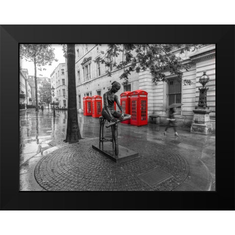 Statue on London city street Black Modern Wood Framed Art Print by Frank, Assaf