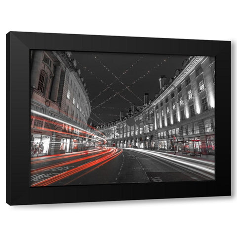 London Christmas Lights Black Modern Wood Framed Art Print with Double Matting by Frank, Assaf