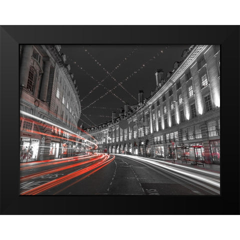 London Christmas Lights Black Modern Wood Framed Art Print by Frank, Assaf