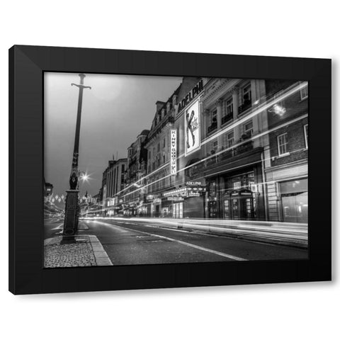 Black and white shot of London city street Black Modern Wood Framed Art Print with Double Matting by Frank, Assaf