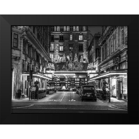 Black and white shot of London city street Black Modern Wood Framed Art Print by Frank, Assaf