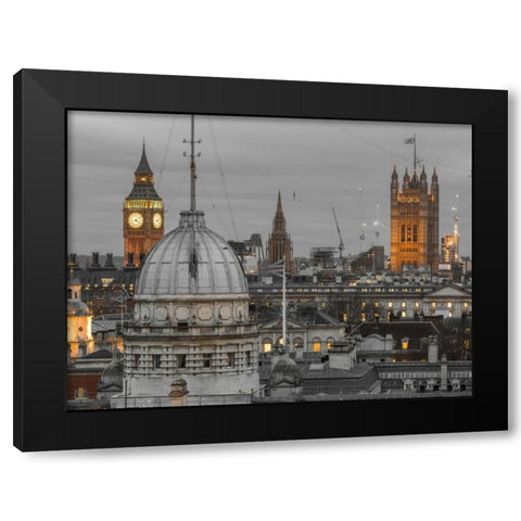 London cityscape with Big Ben and Westminster Abby Black Modern Wood Framed Art Print with Double Matting by Frank, Assaf