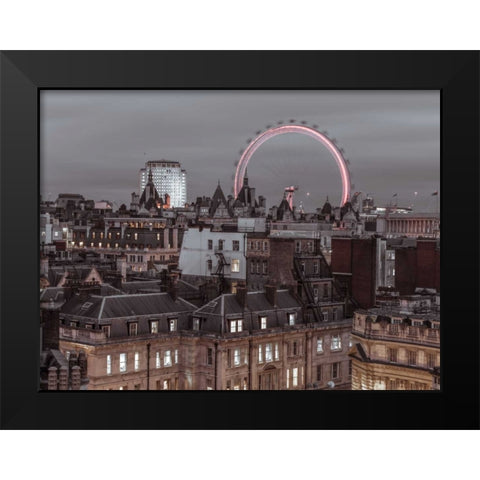 London cityscape with Millennium Wheel Black Modern Wood Framed Art Print by Frank, Assaf