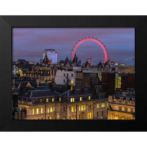 London cityscape with Millennium Wheel Black Modern Wood Framed Art Print by Frank, Assaf
