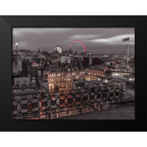 London cityscape with Millennium Wheel Black Modern Wood Framed Art Print by Frank, Assaf