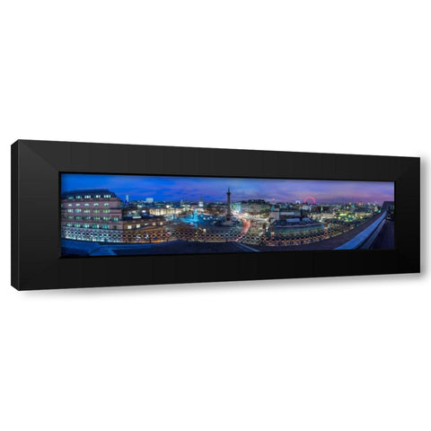 Panoramic view of London city in evening Black Modern Wood Framed Art Print with Double Matting by Frank, Assaf