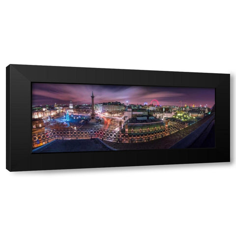 Panoramic view of London city in evening Black Modern Wood Framed Art Print with Double Matting by Frank, Assaf