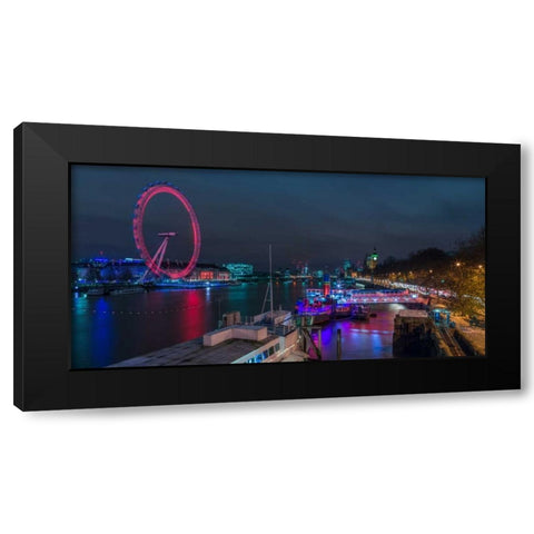 London cityscape with Millennium Wheel Black Modern Wood Framed Art Print with Double Matting by Frank, Assaf